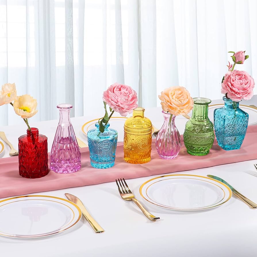 Amazon.co.jp: BIGIVACA ガラスつぼみ花瓶 花用の小さな花瓶 カラフル