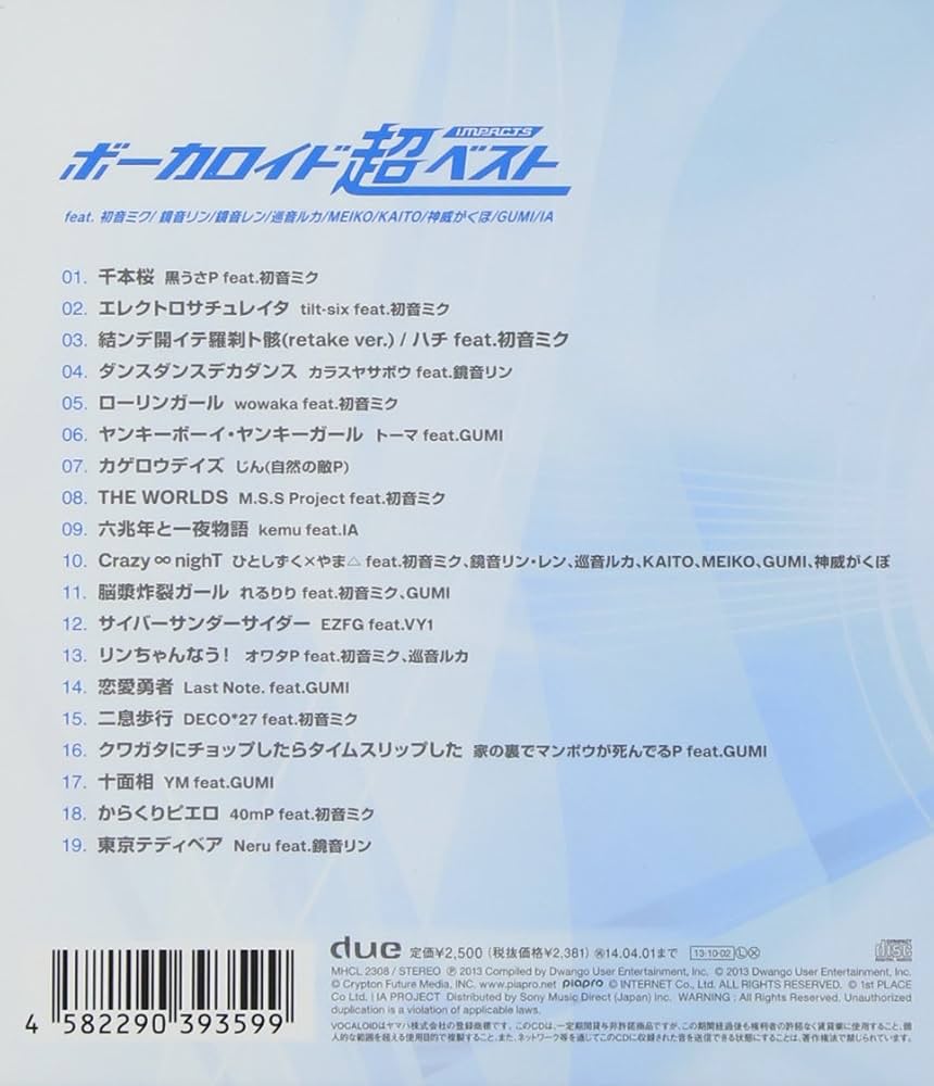 Amazon.co.jp: VOCALOID 超BEST-impacts-: ミュージック