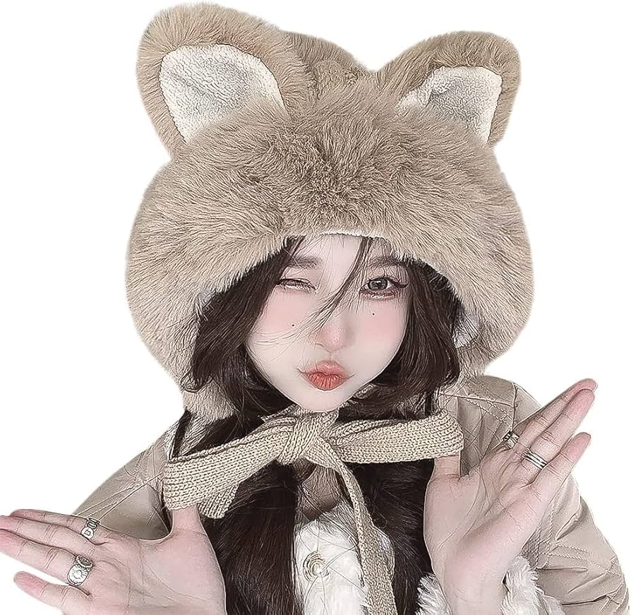 Amazon.co.jp: ニット帽レディース 冬 猫耳ニット帽 キツネのみみ