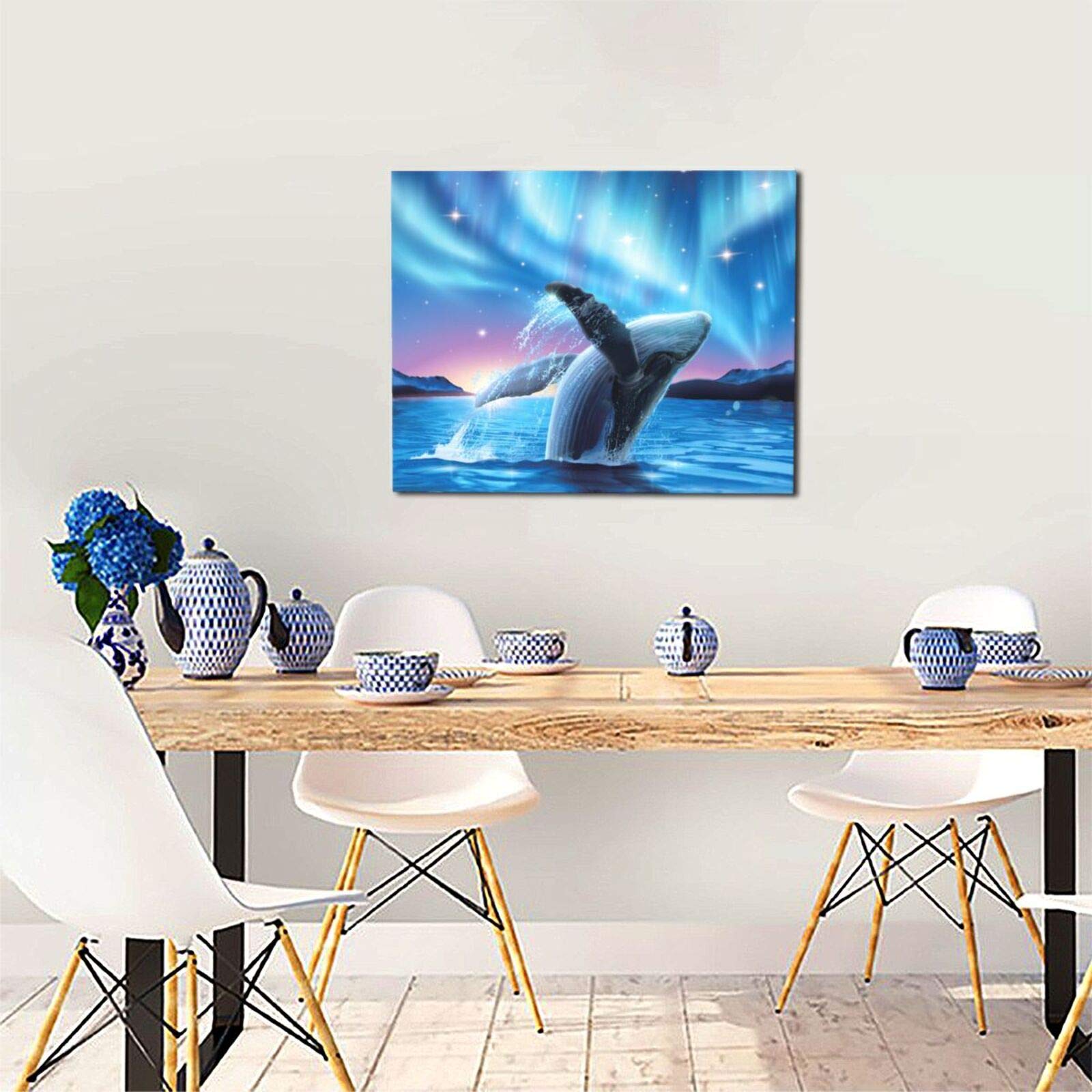 Amazon｜DADABULIU アートパネル 絵画 クジラ 泳ぐ オーロラ 海 星空