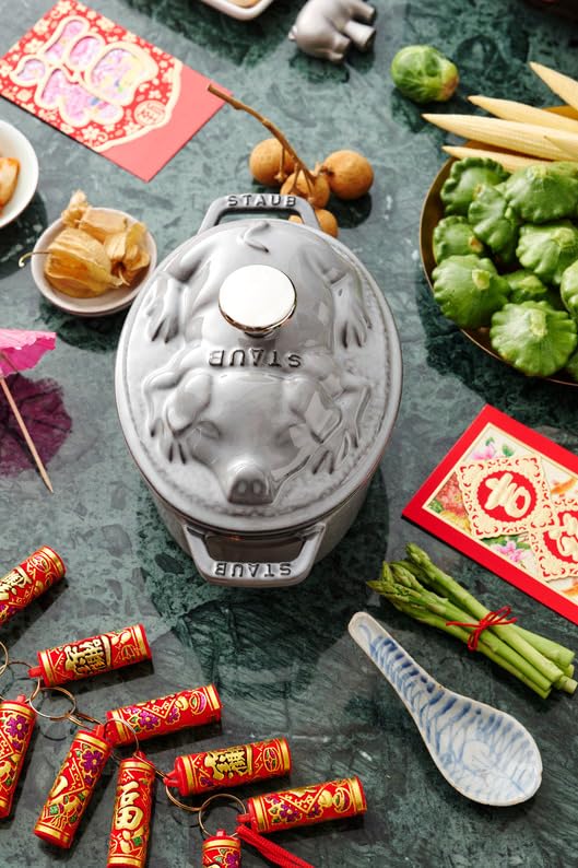 Amazon｜staub ストウブ 「 ピギー ココット グレー 17cm 」 両手 鋳物