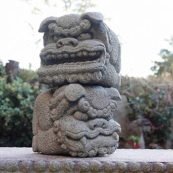 Amazon.co.jp: 狛Q 獅子狛犬 シーサー 石彫刻六面彫り オリジナル 魔