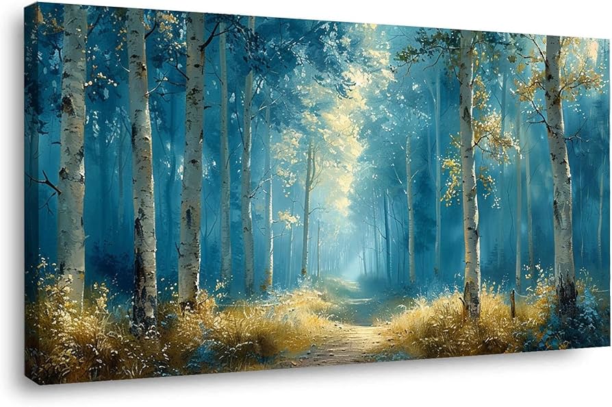 Amazon.co.jp: JOSUE 森の風景 絵画 樹木の森 アートパネル キャンバス