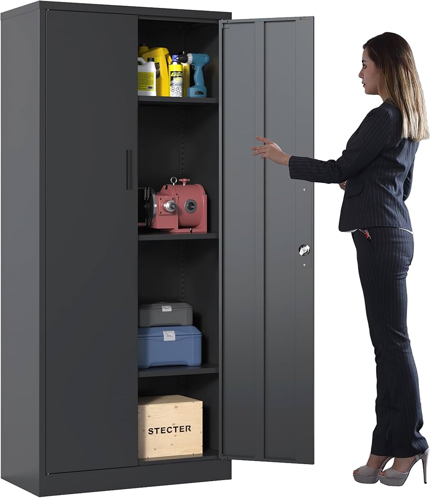 Amazon.com: BIZOEIRON Metal Storage Cabinet with Adjustable