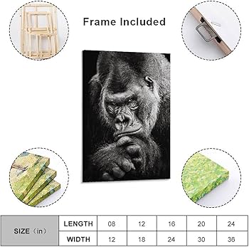 Amazon.co.jp: ブラックシンキングゴリラポスターとプリント動物の絵