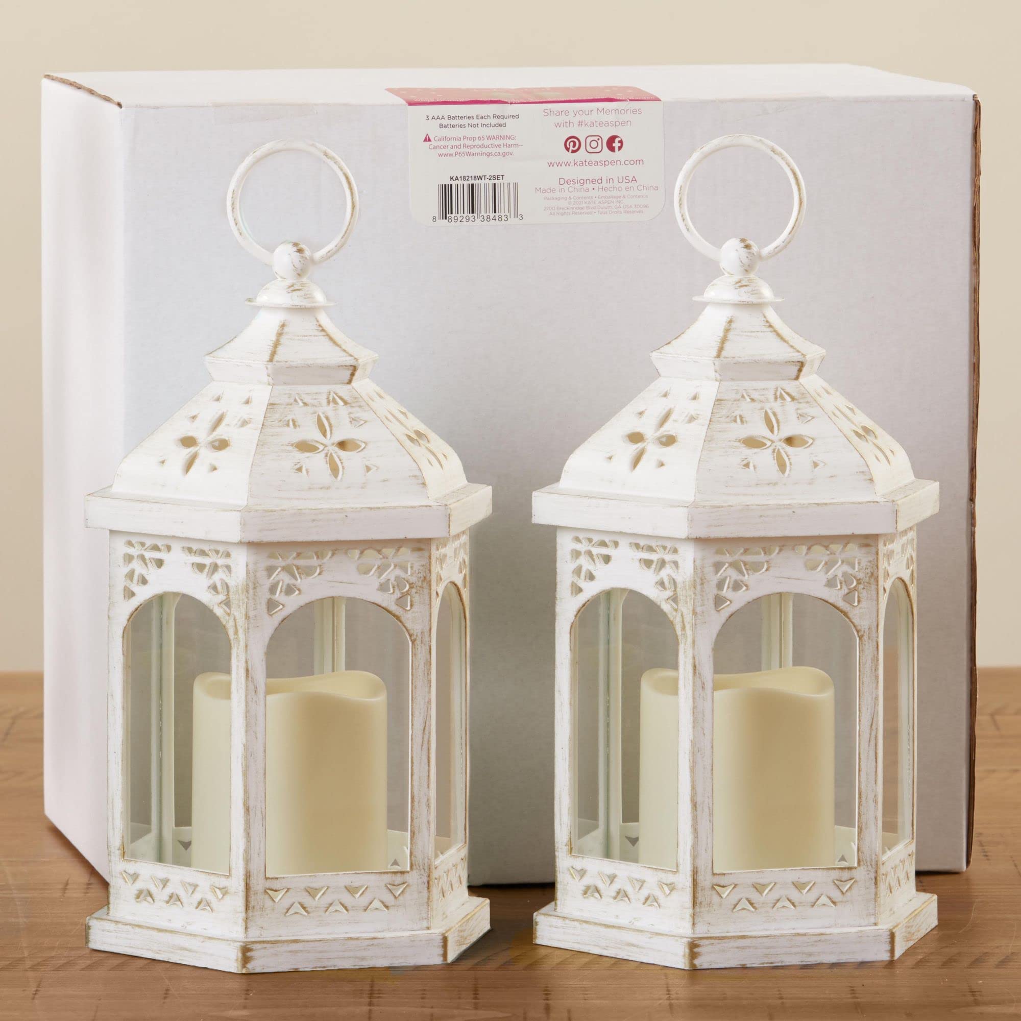 Amazon.co.jp: Kate Aspen LEDホワイト六角形アンティーク調ランタン(2