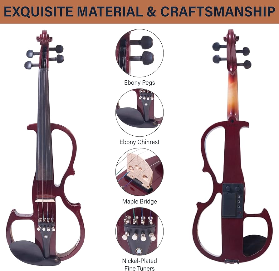 Amazon.com: Cecilio Solid Wood Electric/Silent Violin with Ebony