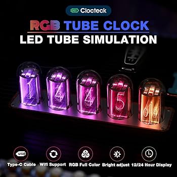 Amazon.co.jp: ClocTeck ニキシー管 時計 Wi-Fi同期 & 1600万色