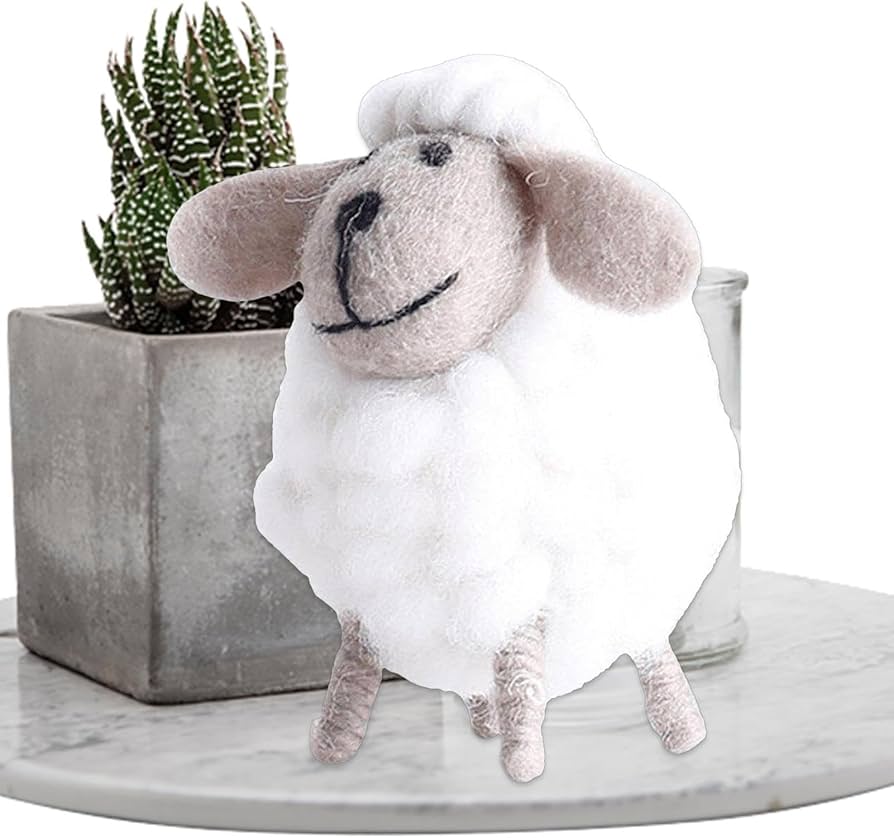 Amazon.co.jp: フェルトの羊の置物 手作りの羊の羊の置物 かわいい動物