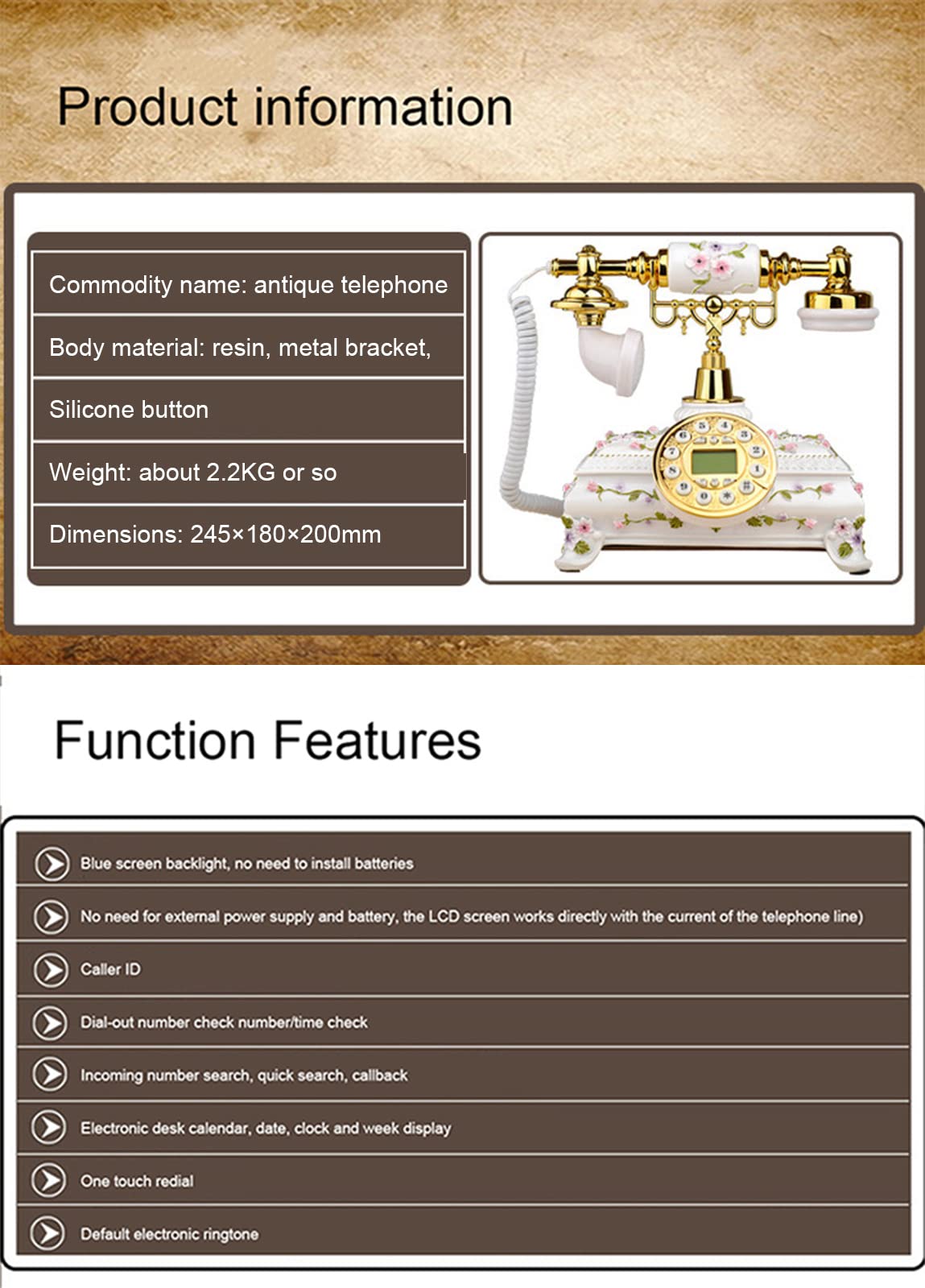 Amazon | レトロ電話機、アンティーク電話、有線ダイヤル電話レトロな