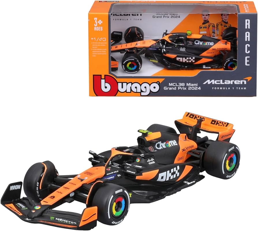 Amazon.com: Bburago 1/43 Scale Formula 1 McLaren F1 MCL38 Miami
