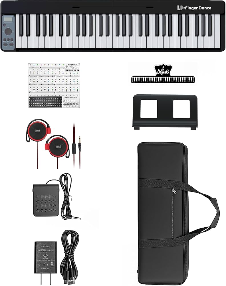 Amazon | 電子ピアノ 61鍵盤 折りたたみ 32複音数 セミウェイトキー