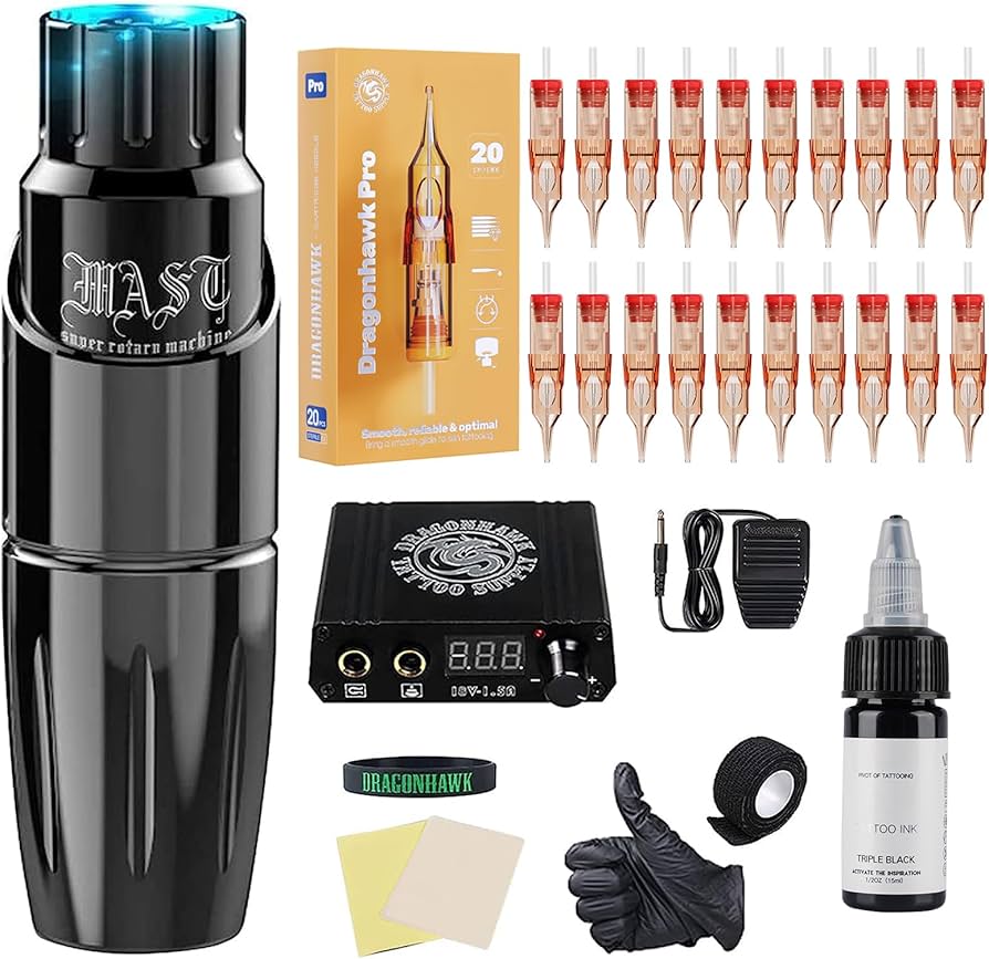 Amazon | Dragonhawk ロータリー タトゥーペン マシンキット マスト