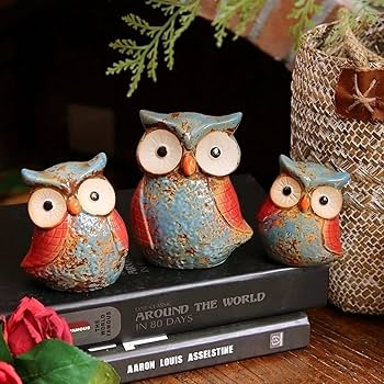 Amazon.co.jp: フクロウ 置物 ガーデン オブジェ かわいい フクロウ