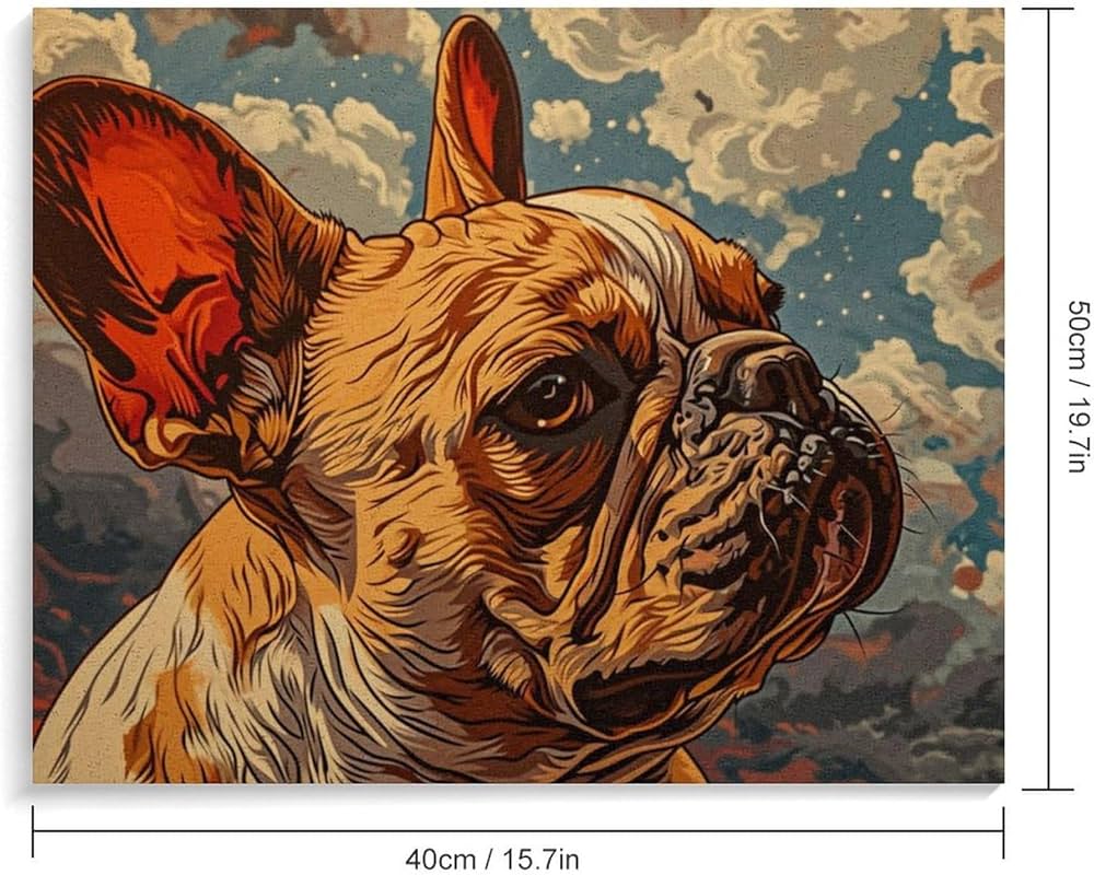 Amazon | 物思いにふけるフレンチ ブルドッグ 数字キットによる絵画
