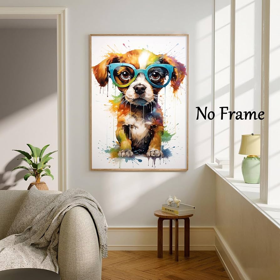 Amazon.com: XBUMHOAL Colorful Dog Canvas Wall Art Watercolor