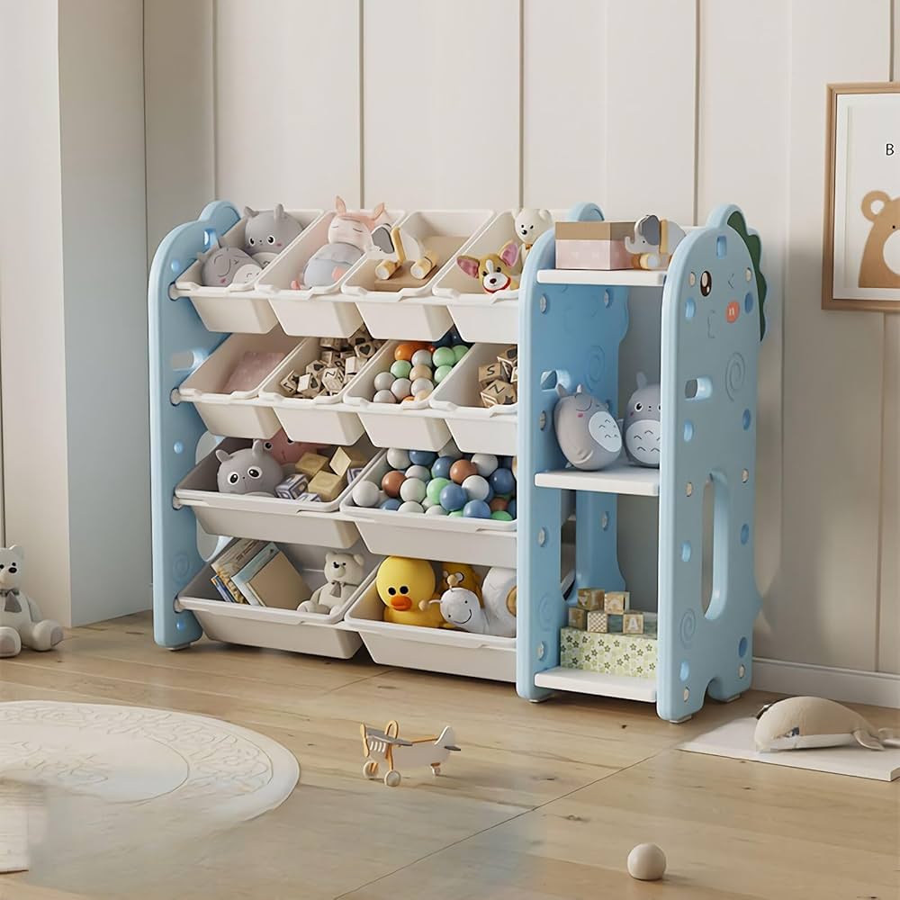 Amazon.co.jp: 子供おもちゃ収納ラック2-in-1本棚 プラスチック製