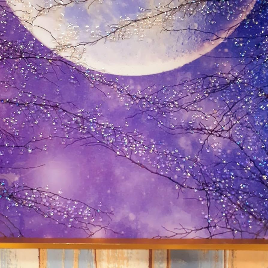 輸入雑貨天然石『星空満月』風景画水晶石クリスタルフレーム付き