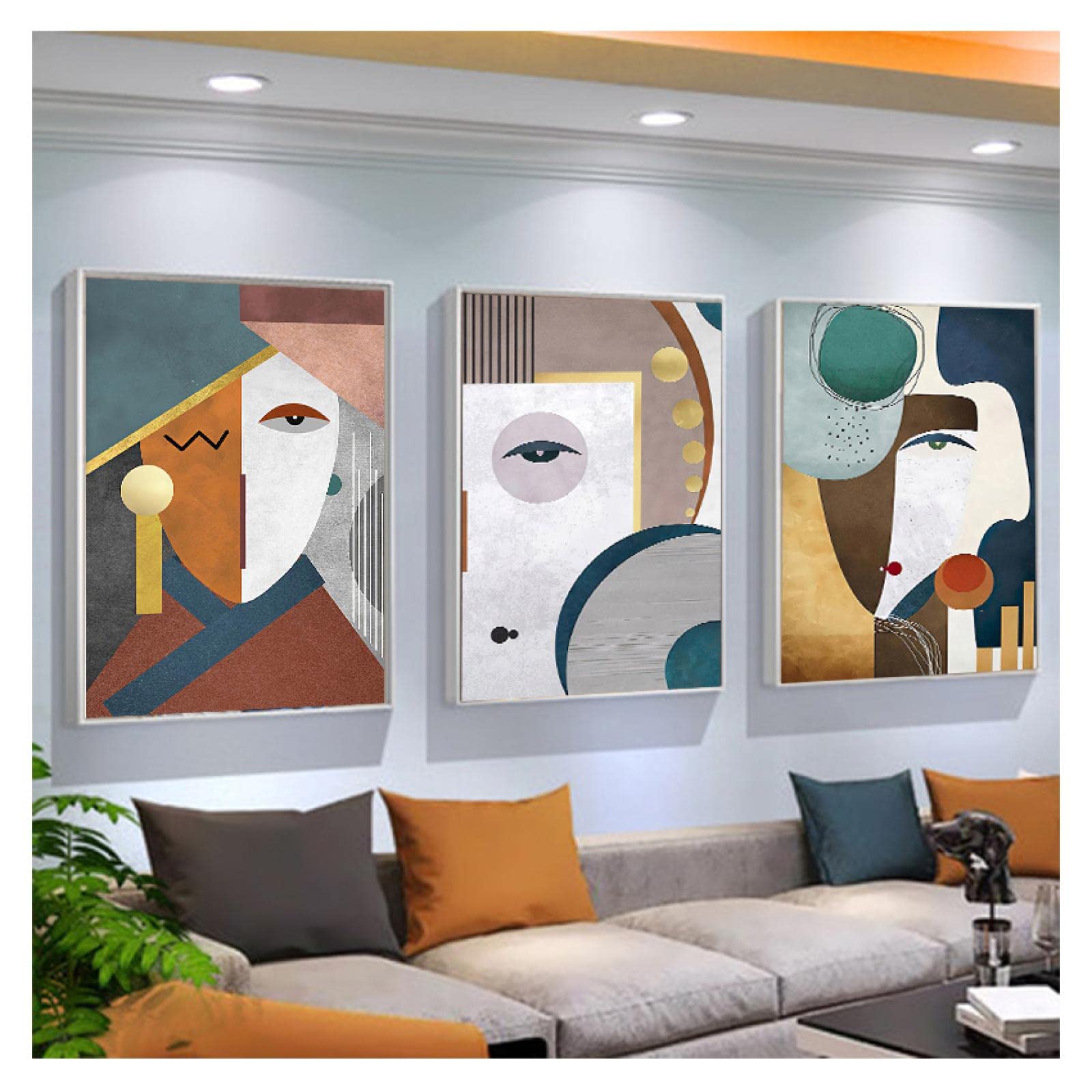Amazon｜現代の抽象図画分割面幾何学的キャンバスプリントポスター
