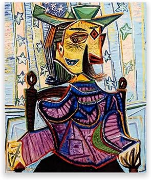 Amazon.co.jp: パブロ・ピカソ「パイプを持った座る男」 キャンバスに