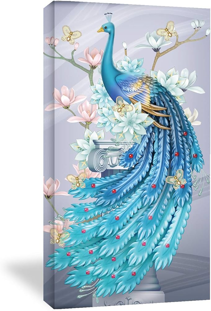 Amazon｜Looife キャンバスウォールアート クジャクの絵付き - 20x40