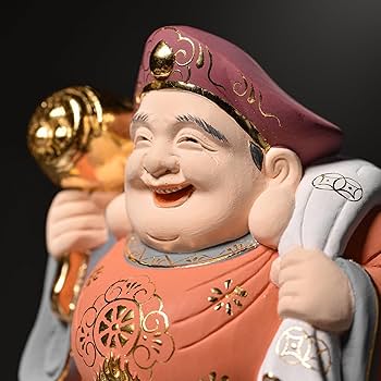 Amazon｜繁樓藝雕 七福神 大黒天 木彫り 桧木製 縁起物 玄関置物 開運