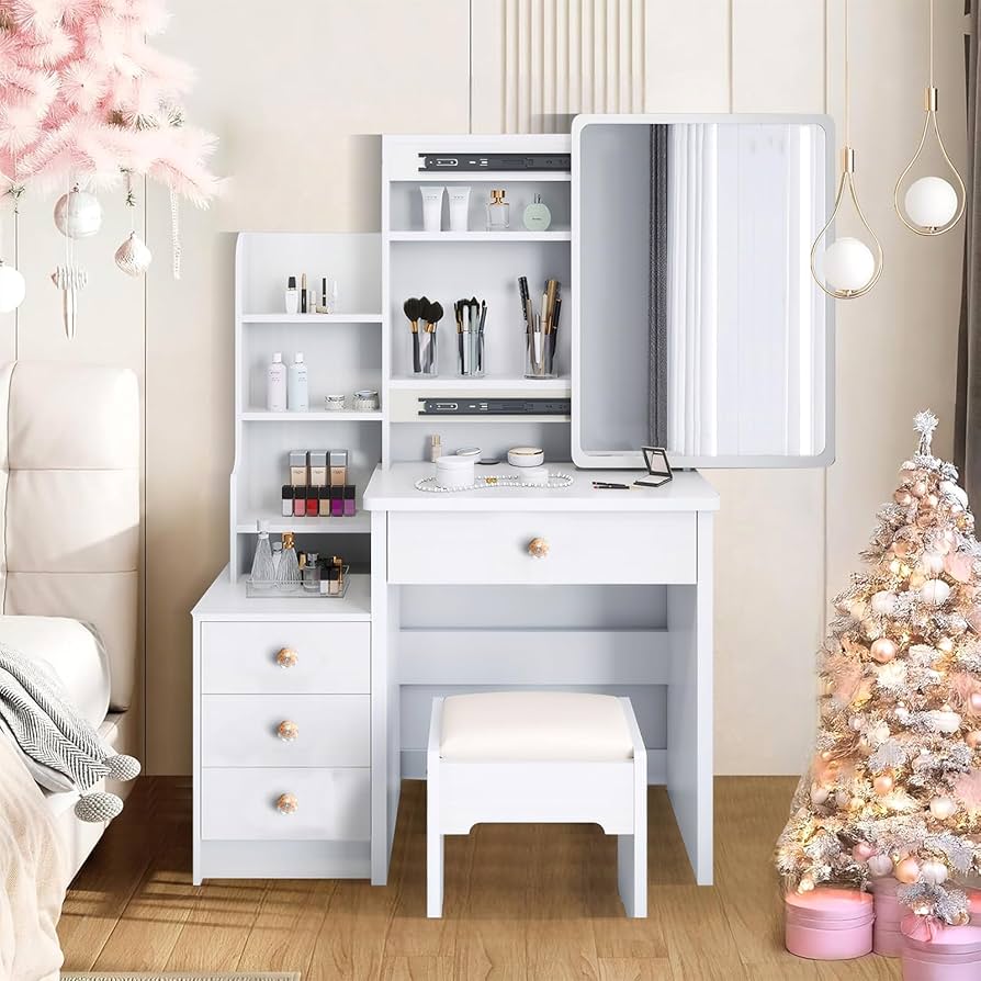 Amazon｜ドレッサー 鏡台 コンパクト 3段引き出し 収納 化粧台