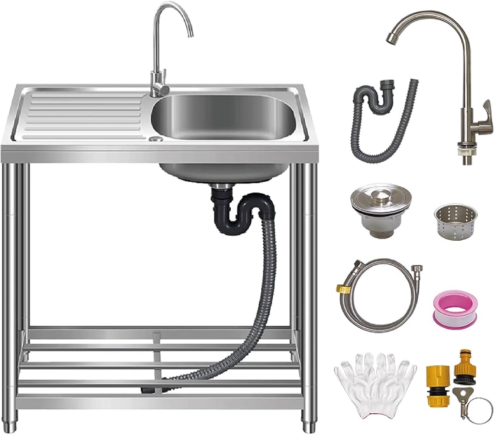 Amazon.co.jp: RARE count 簡易式 ステンレス製 流し台 屋外 工場 農園