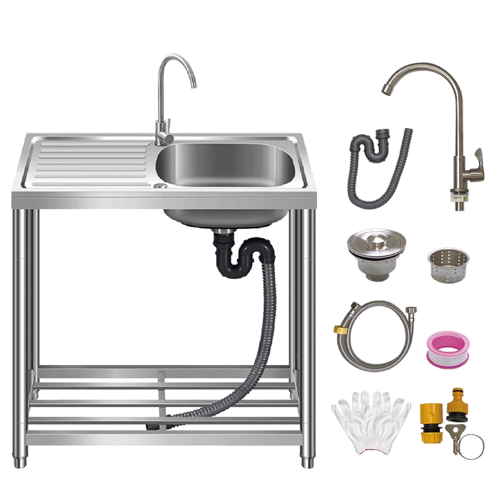 Amazon.co.jp: RARE count 簡易式 ステンレス製 流し台 屋外 工場 農園