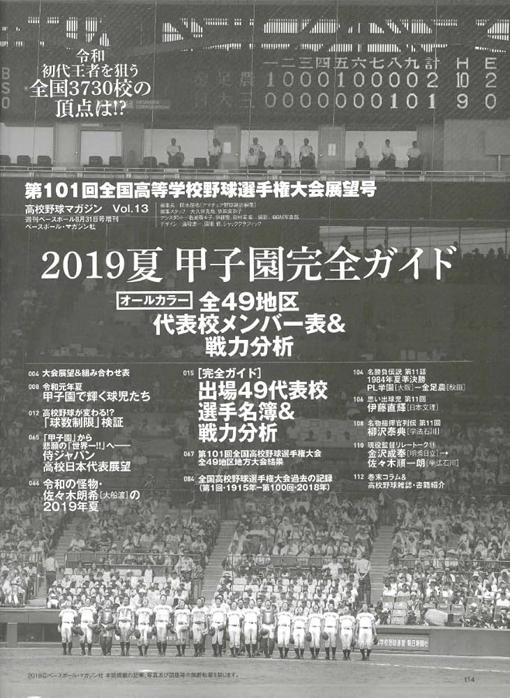 甲子園 2019夏完全ガイド 第101回全国高等学校野球選手権大会展望号
