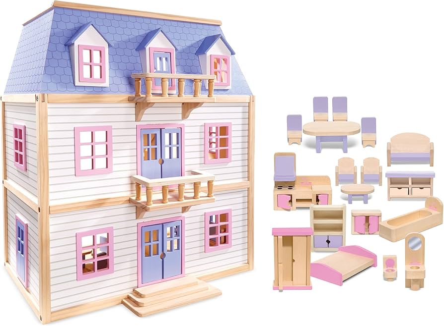 Melissa & Doug Wooden Multi-Level DollhouseWooden Multi-Story