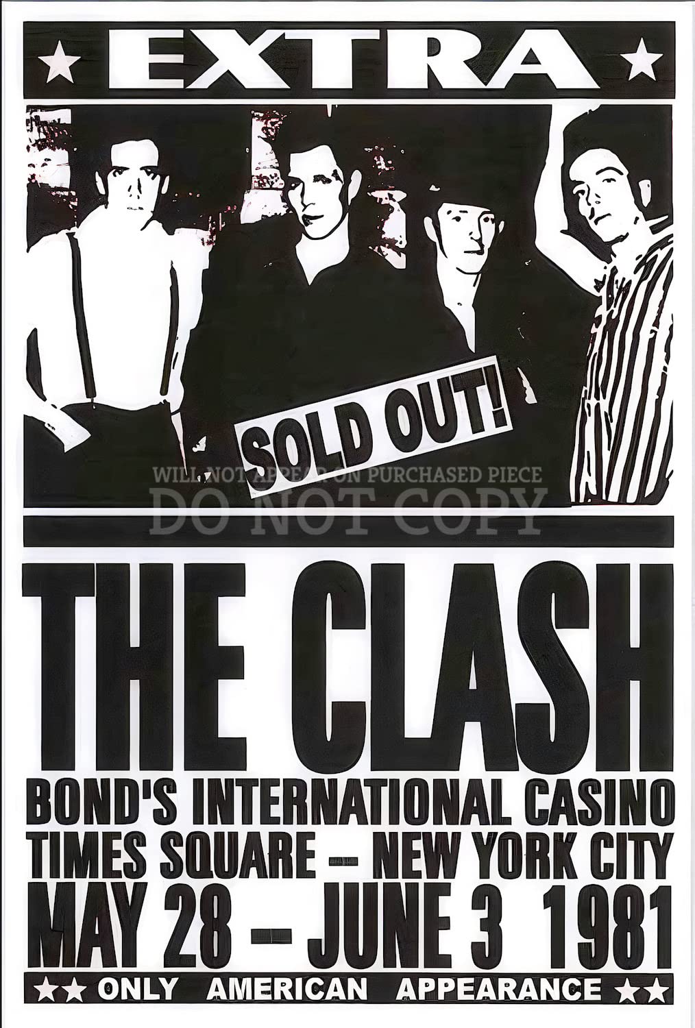 The Clash Concert Poster 11 X 17 - Legendary 1981 Bond's Casino