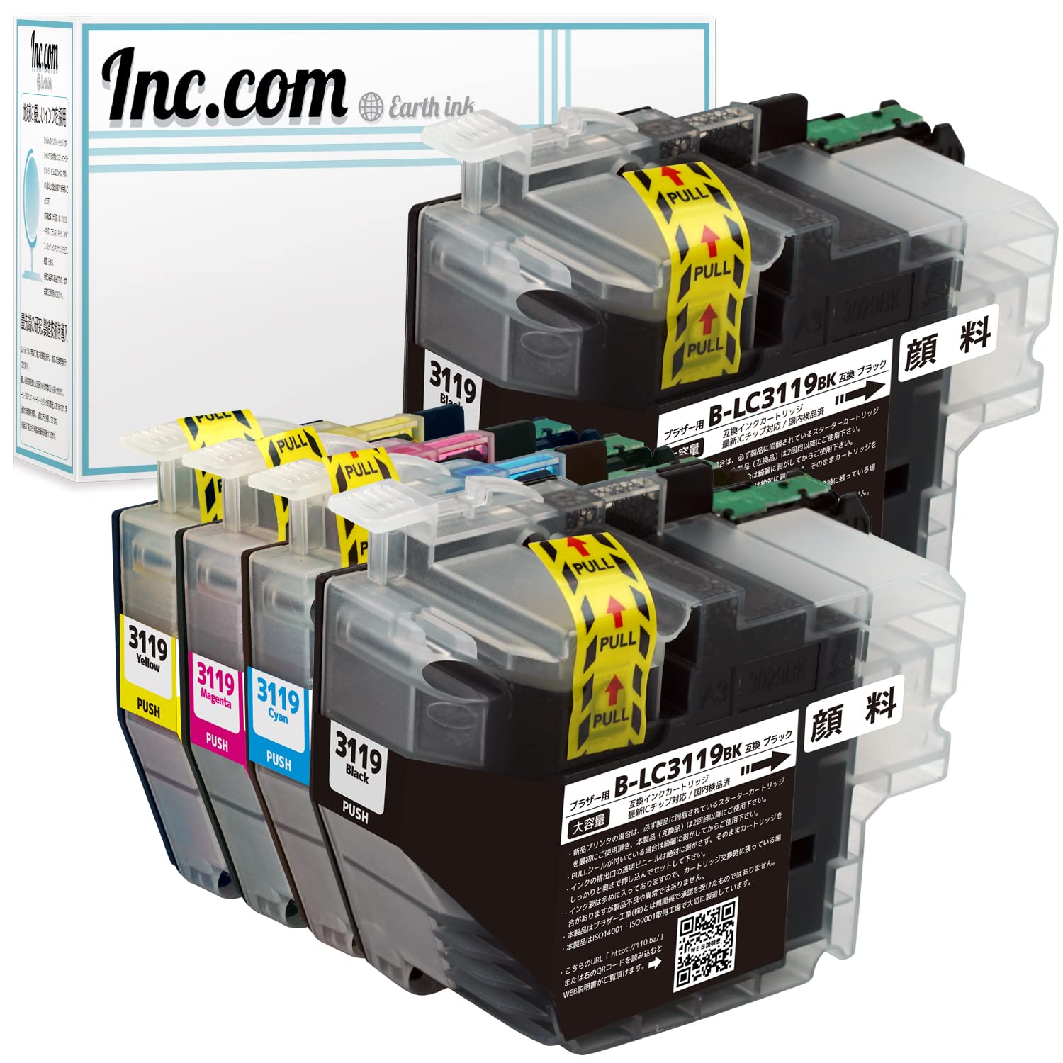 Amazon.co.jp: Inc.com LC3119 (PGBK×2/顔料ブラック)(C/M/Y) 互換