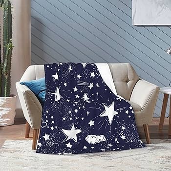 Amazon｜ブランケット 毛布 フランネル ひざ掛け星空 星柄 キラキラ 雲