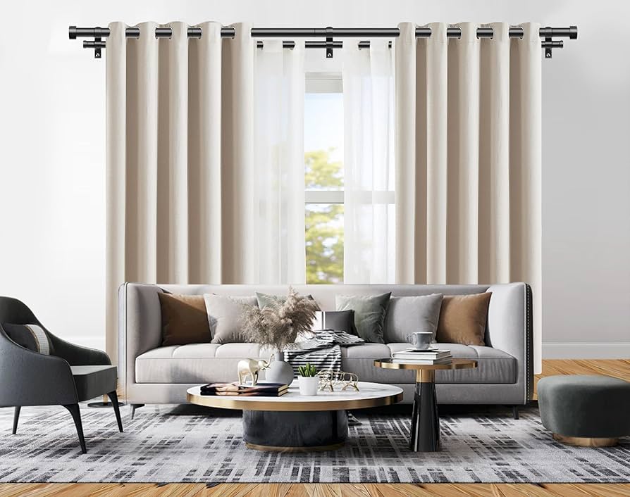 Amazon.com: KAMANINA 1 Inch Double Curtain Rods 66 to 120 Inches