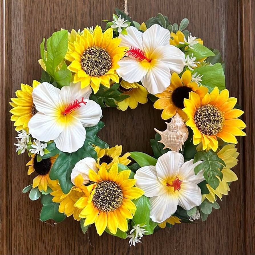 Amazon.co.jp: サマーリース ＊プルメリアとひまわりの夏リース ＊玄関
