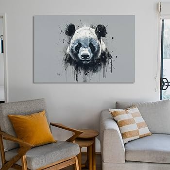 Amazon.co.jp: 絵画 パンダの頭のクローズアップ アートパネル