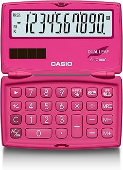 Amazon | カシオ カラフル電卓 ビビッドピンク 10桁 折りたたみ手帳