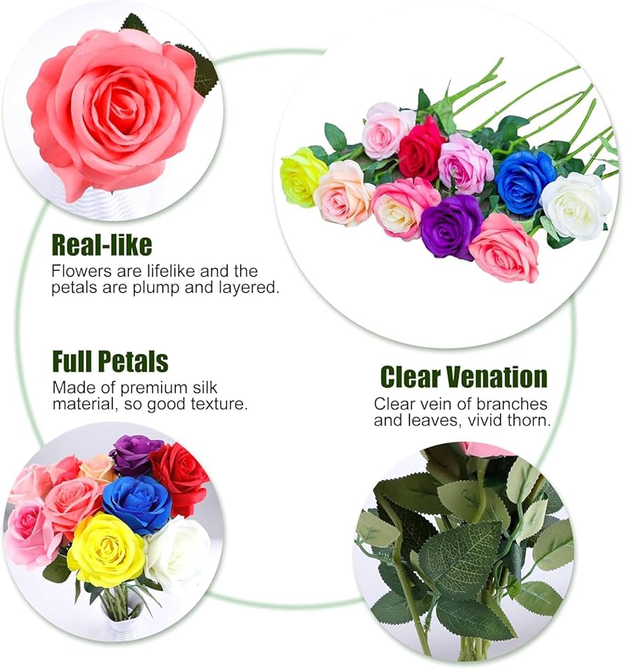 Amazon.com: JINEN Artificial Flower Roses, 12PCS Real Touch Fake