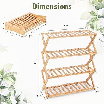 Amazon.com: Giantex Bamboo Plant Stand Indoor, 4-Tier Folding