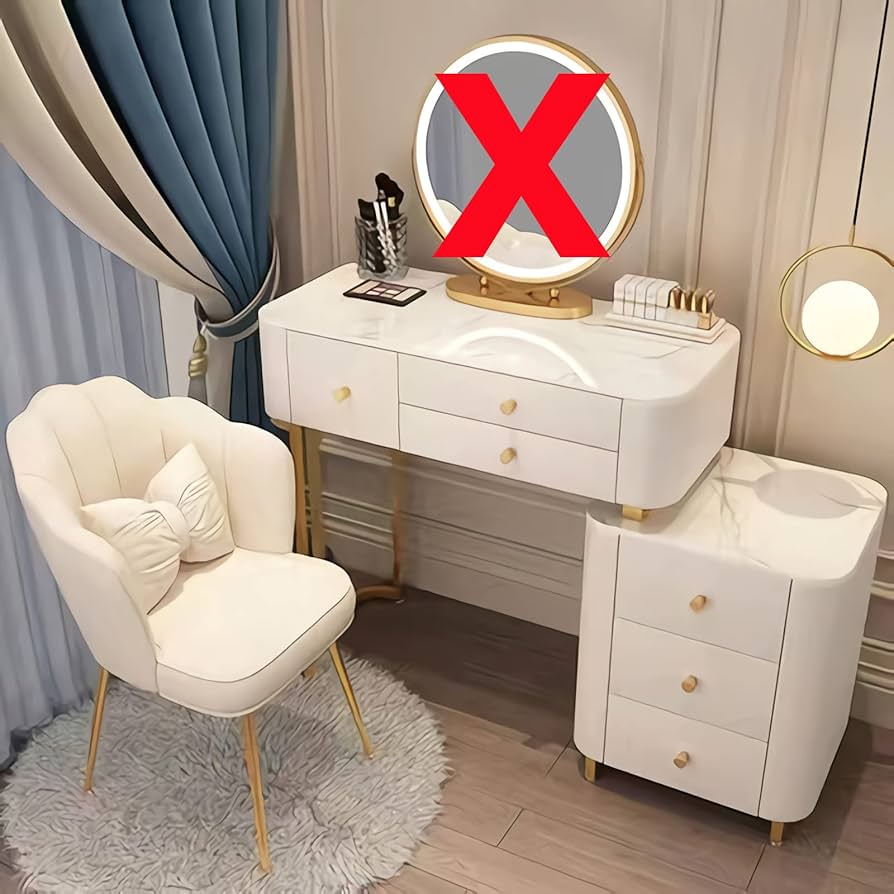Amazon｜鏡台 オシャレ ドレッサー レザー調 ベロア調 寝室 大理石天板