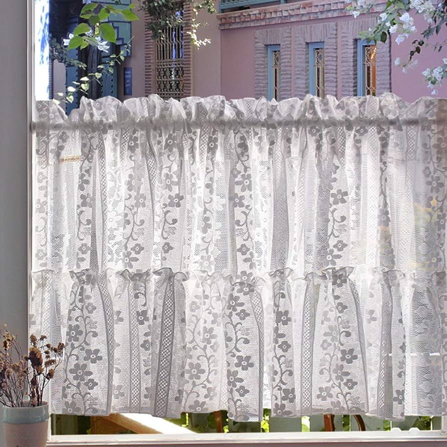Amazon｜MANG カフェカーテン 手作りレースカーテン 田園風半窓飾り