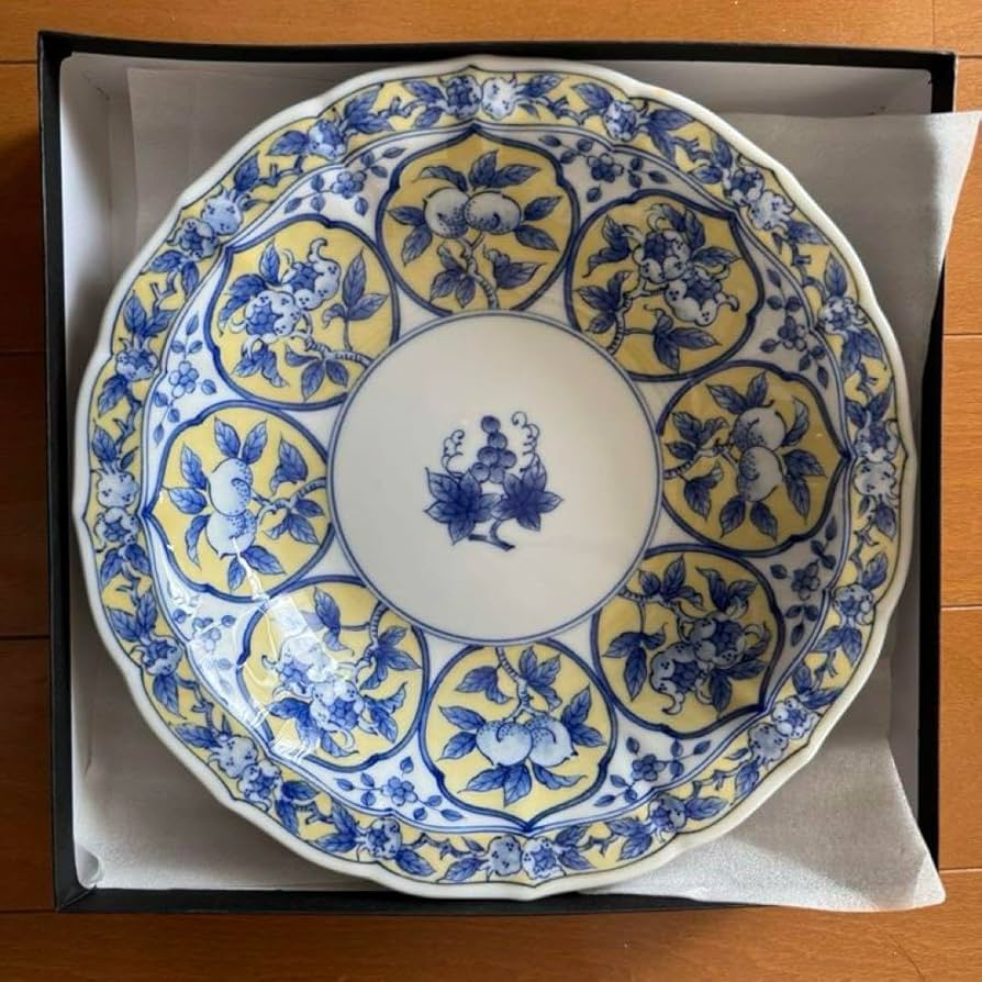 Amazon.co.jp: たち吉 青と黄色の花柄の深皿 23.5cm : ホーム＆キッチン
