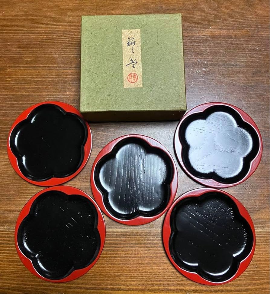Amazon.co.jp: 漆器 象彦 九代 西村彦兵衛 菓子皿 銘々皿 5枚組 京