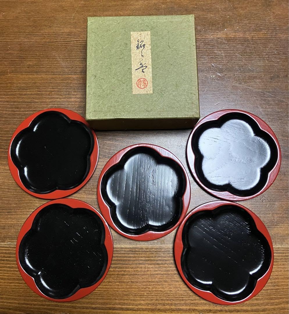 Amazon.co.jp: 漆器 象彦 九代 西村彦兵衛 菓子皿 銘々皿 5枚組 京