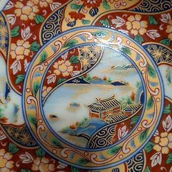 Amazon.co.jp: 龍峰窯 金彩 古伊万里 花文様 小皿 5枚セット 輪花皿