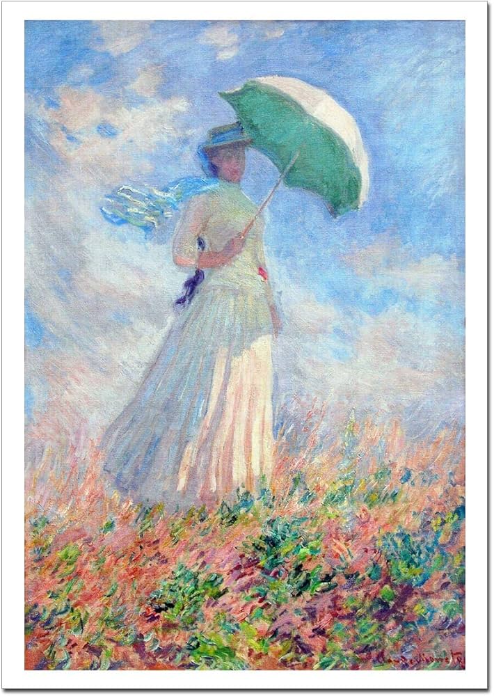 Amazon.co.jp: 世界の名画 モネ 右向きの日傘の女 ジークレー技法高級