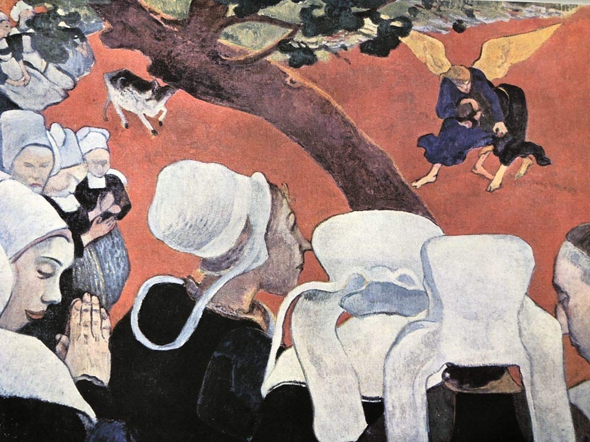 Amazon.co.jp: ポール・ゴーギャン 説教のあとの幻影 A4 ポスター 輸送