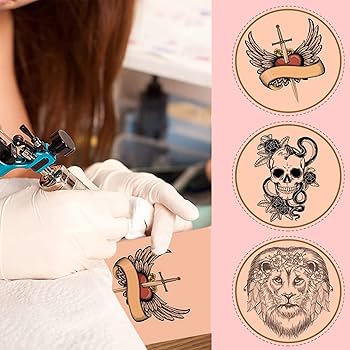 Amazon | タトゥー練習スキン, Ruicoo 6枚タトゥー 入れ墨 練習 用