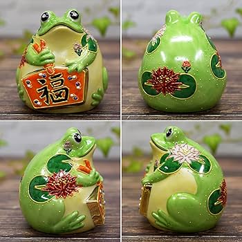Amazon.co.jp: 和座の蔵 開運 無事 カエル 置物 九谷焼 福かえる 盛